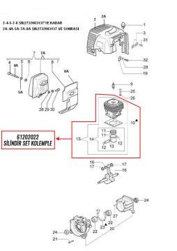 OleoMac Silindir Piston Segman Set Komple Sparta, Stark 42.44 61202022